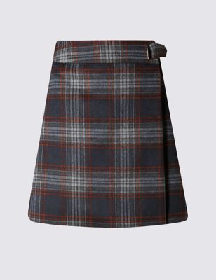 Tailored Fit Wrap Check A-Line Mini Skirt